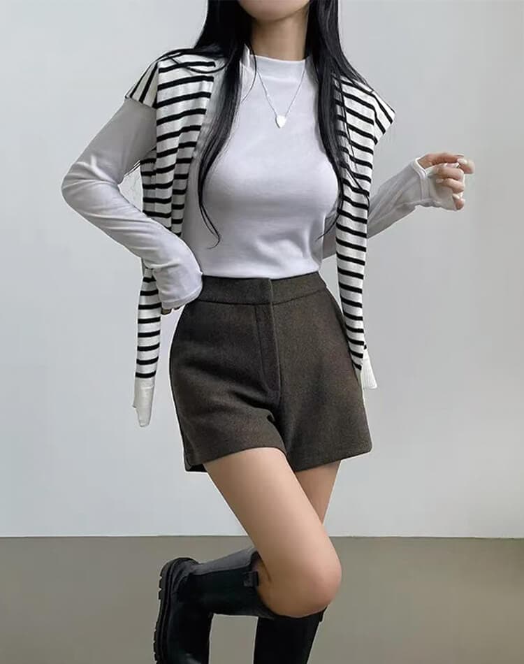 台形 シルエット 秋 冬 ショートパンツ