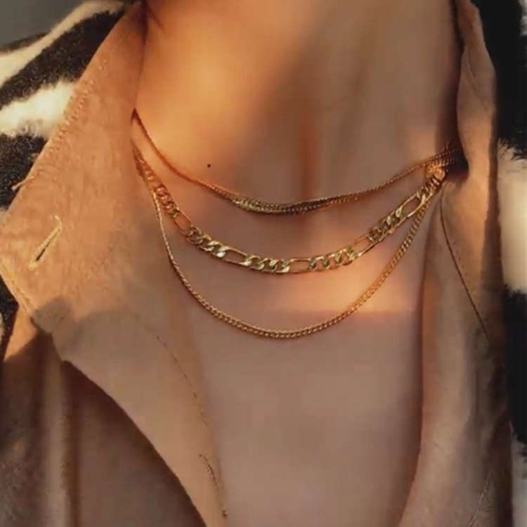 三連 チェーンネックレス セット