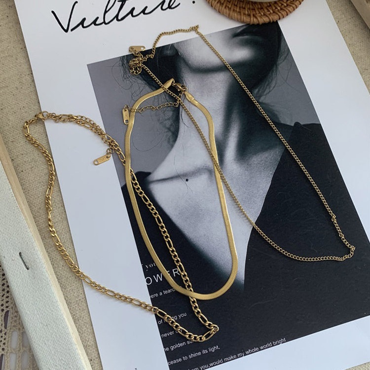 三連 チェーンネックレス セット