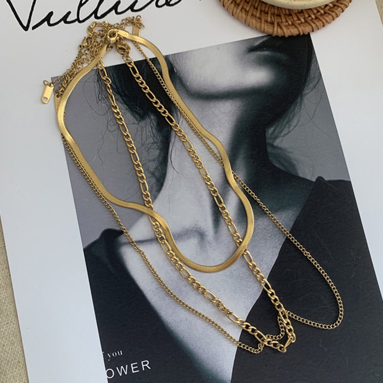 三連 チェーンネックレス セット