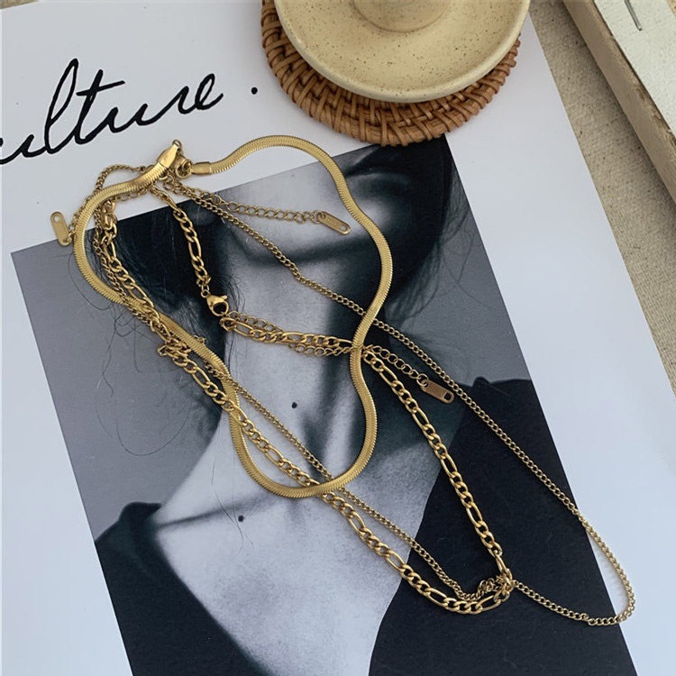 三連 チェーンネックレス セット