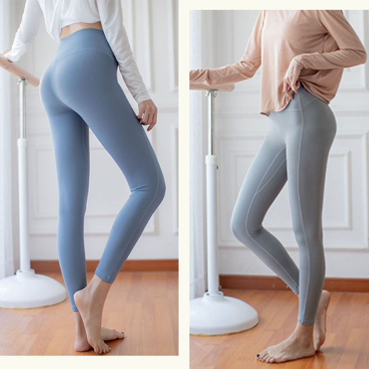 スモーキ―カラー ベーシック ハイウエスト ヨガパンツ