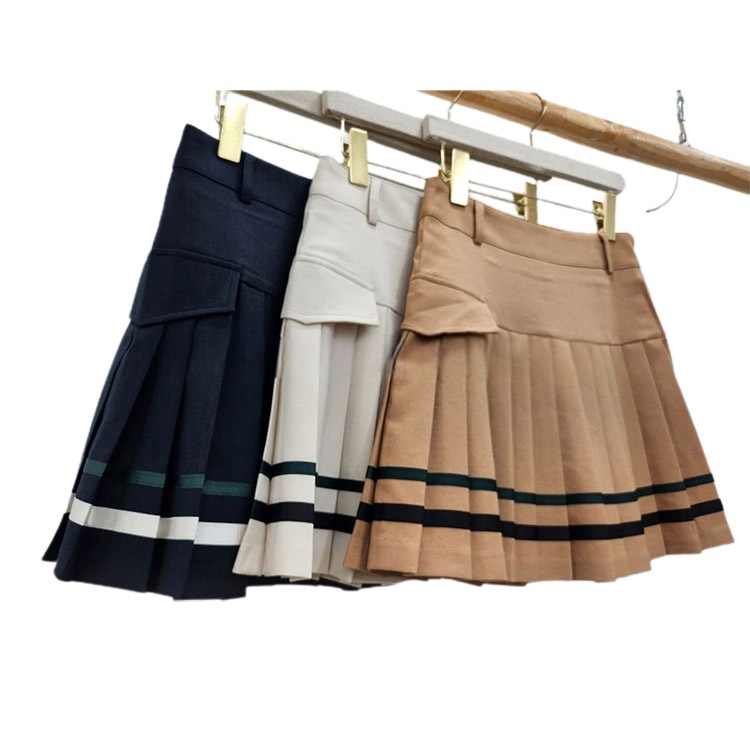 韓国ゴルフウェア ダブルライン アシンメトリー スカート