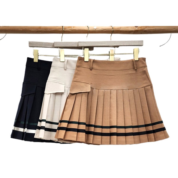 韓国ゴルフウェア ダブルライン アシンメトリー スカート