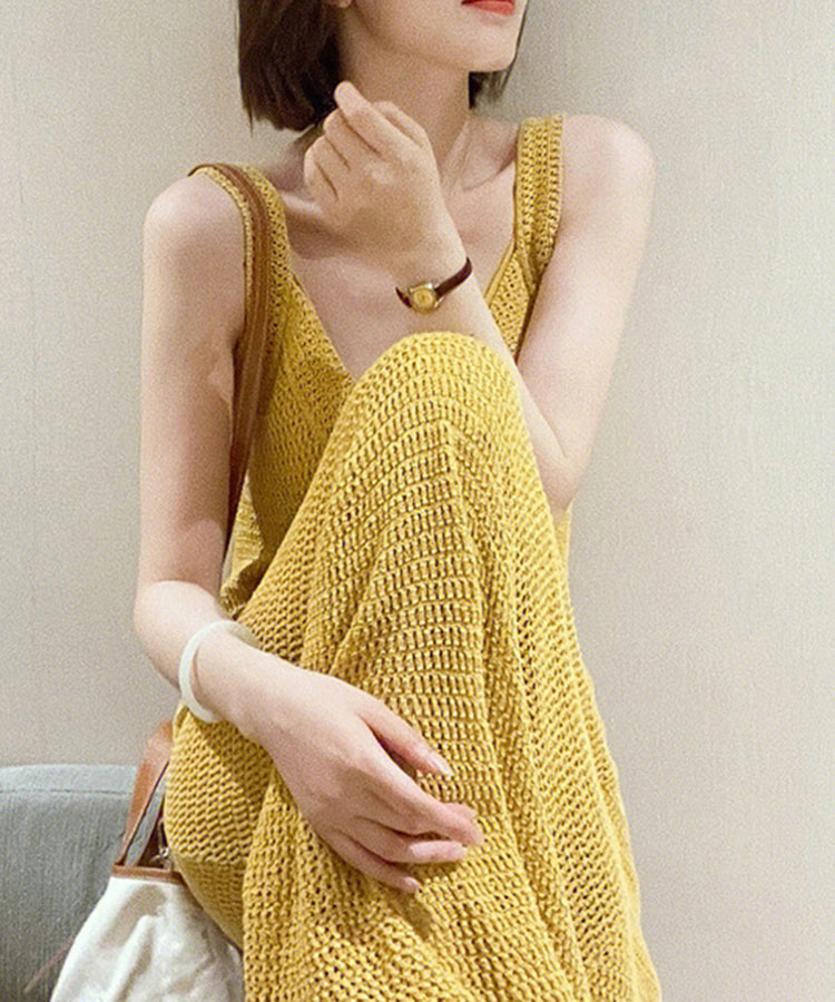 シースルー メッシュ編み ミモレ丈ワンピース