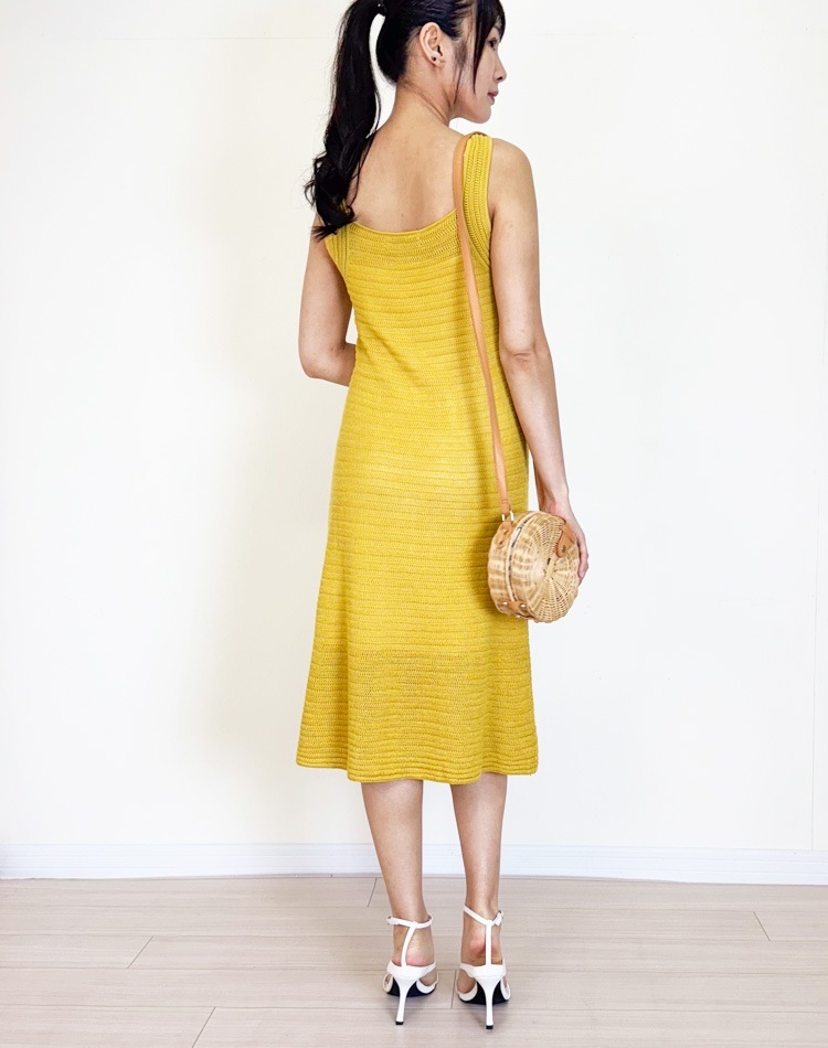 シースルー メッシュ編み ミモレ丈ワンピース