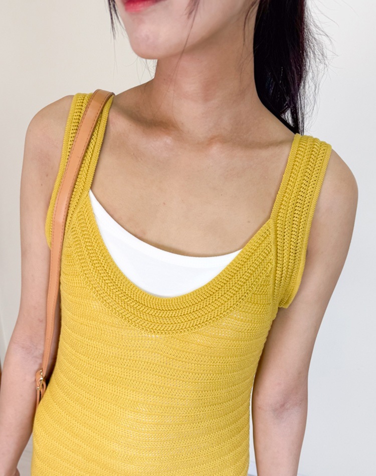 シースルー メッシュ編み ミモレ丈ワンピース