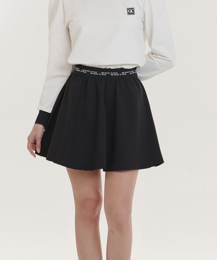 レタリング ウエストゴム フレアスカート 韓国ゴルフウェア