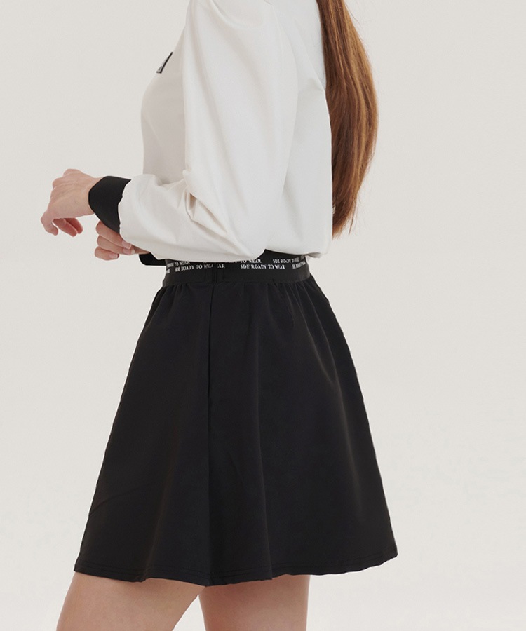 レタリング ウエストゴム フレアスカート 韓国ゴルフウェア