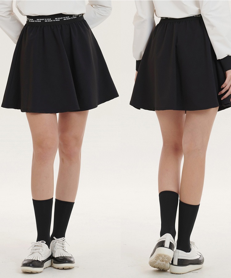 レタリング ウエストゴム フレアスカート 韓国ゴルフウェア