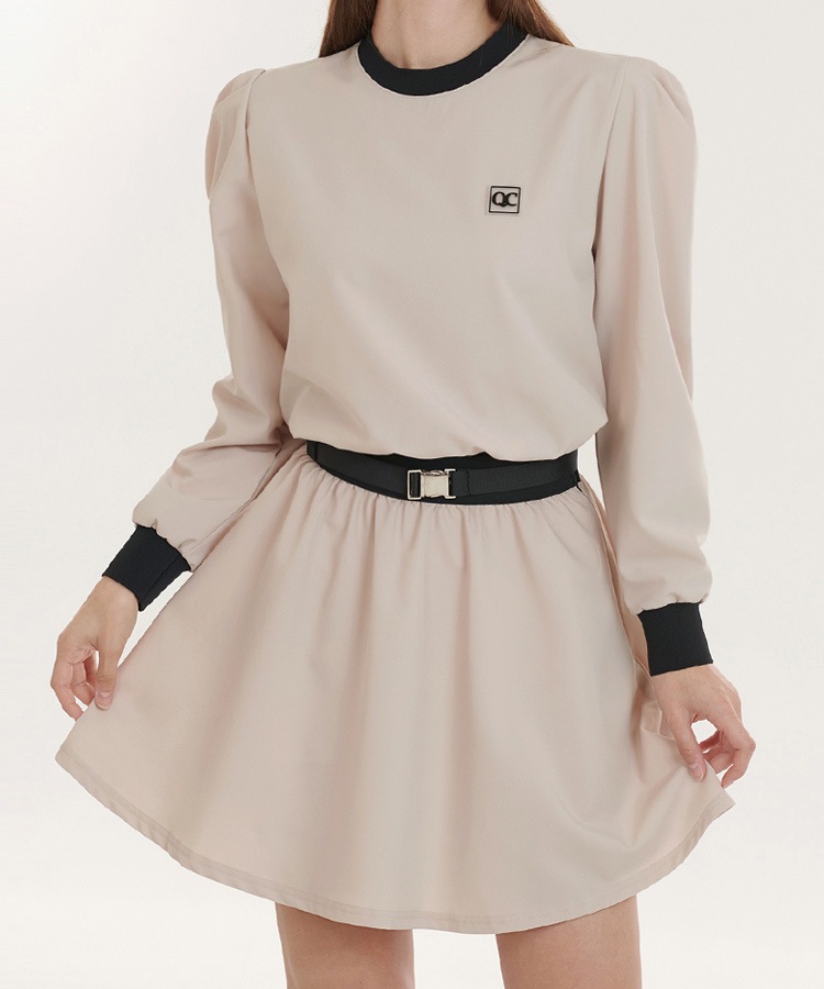 レタリング ウエストゴム フレアスカート 韓国ゴルフウェア