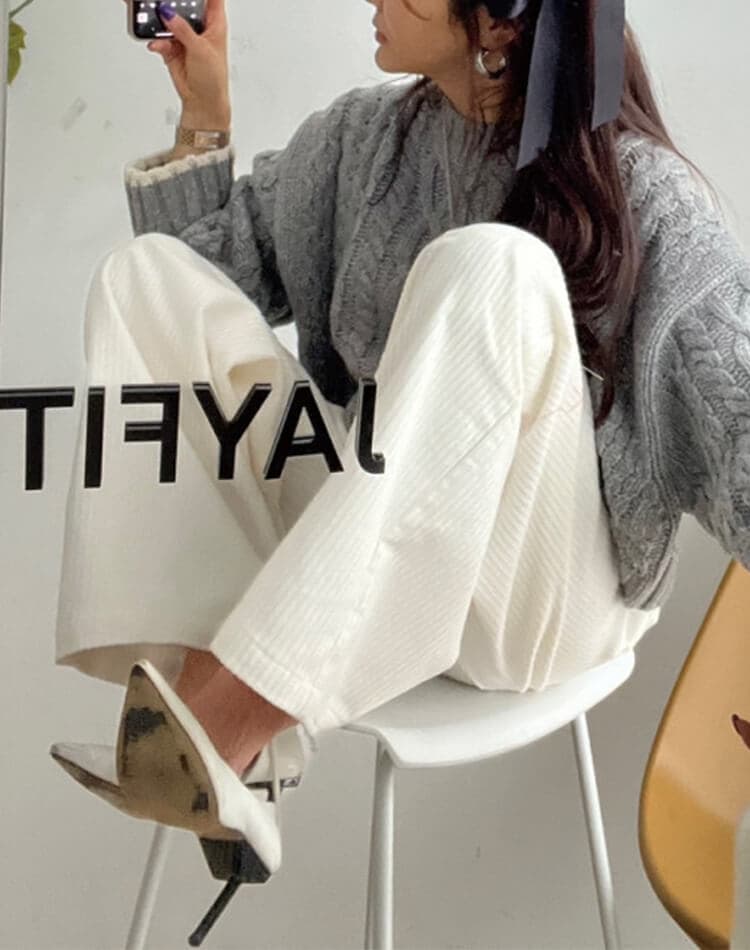 コーデュロイ ウエスト ドロスト ワイドパンツ