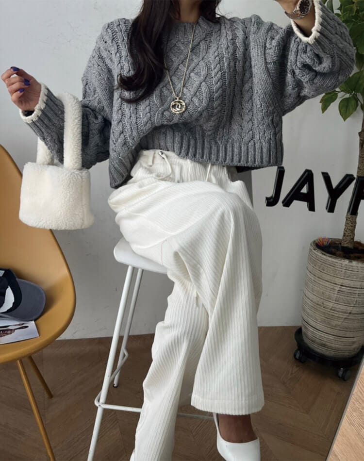 コーデュロイ ウエスト ドロスト ワイドパンツ