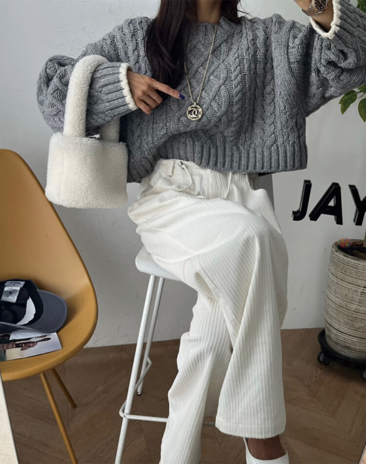 コーデュロイ ウエスト ドロスト ワイドパンツ