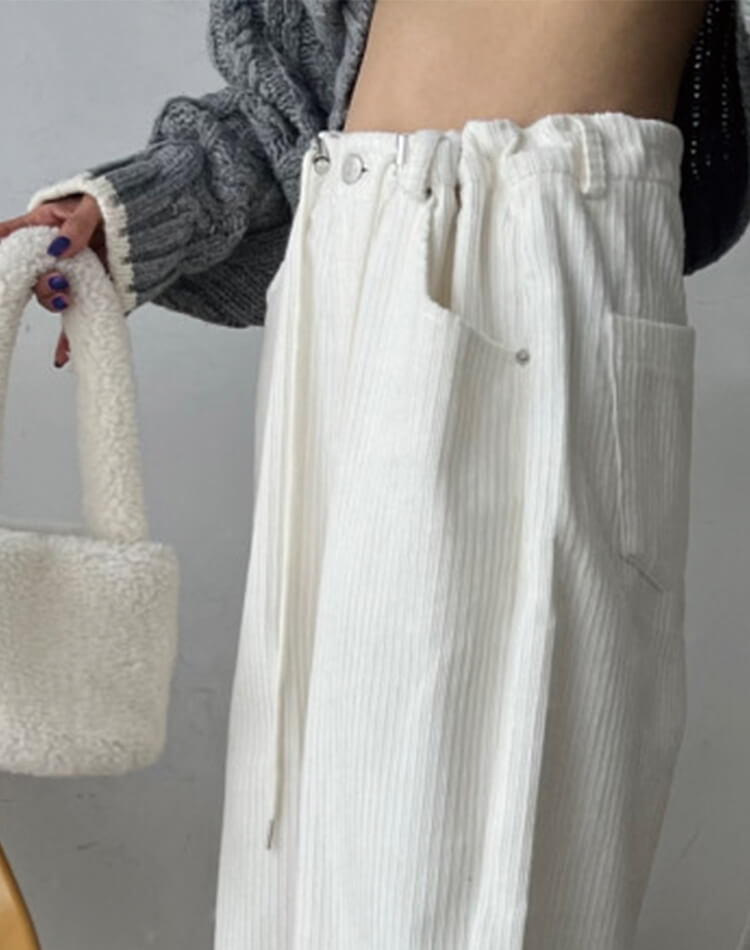 コーデュロイ ウエスト ドロスト ワイドパンツ