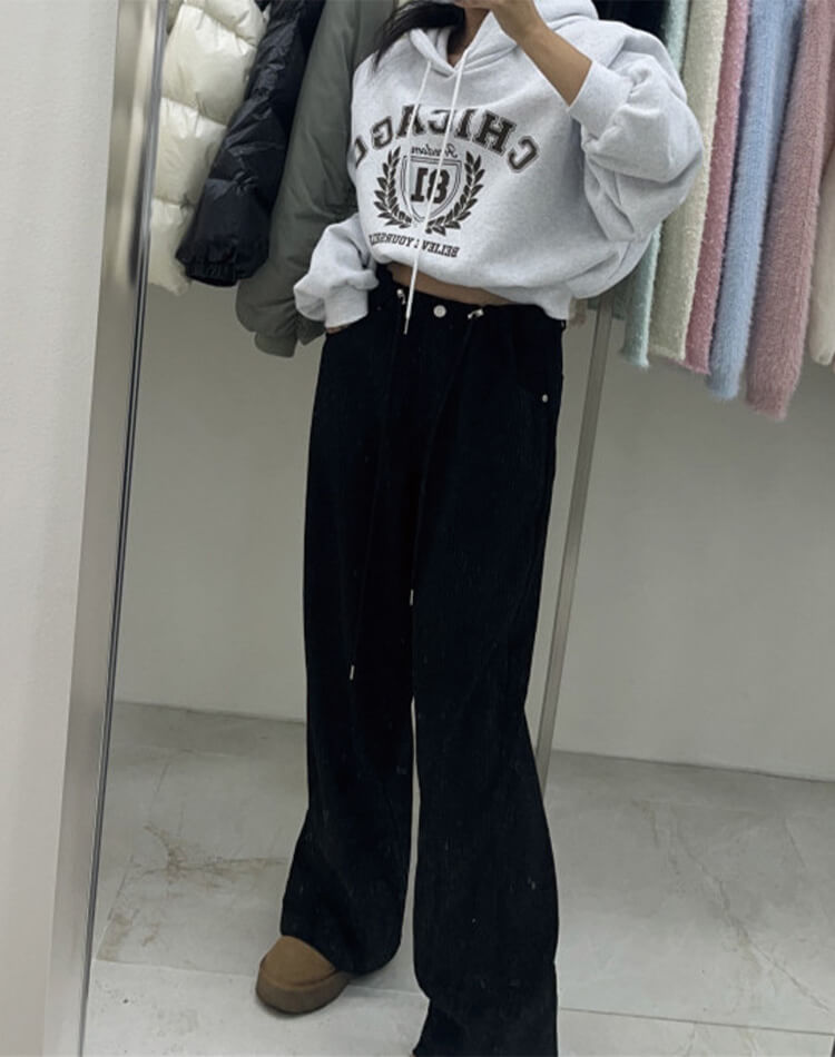 コーデュロイ ウエスト ドロスト ワイドパンツ