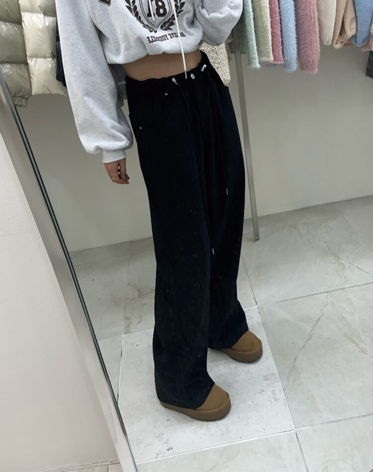コーデュロイ ウエスト ドロスト ワイドパンツ
