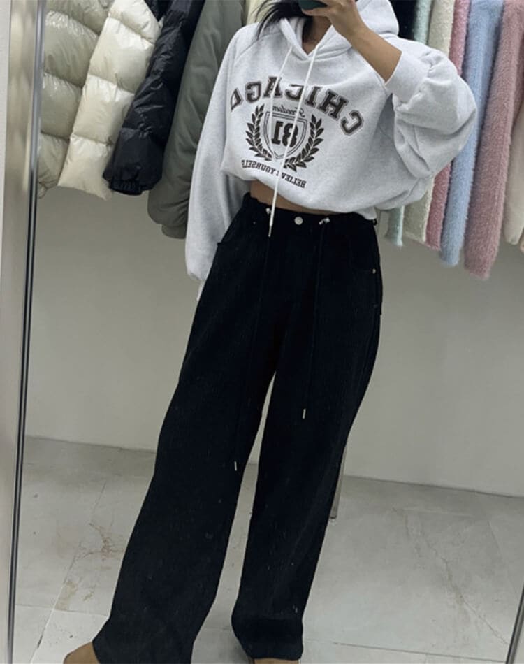 コーデュロイ ウエスト ドロスト ワイドパンツ