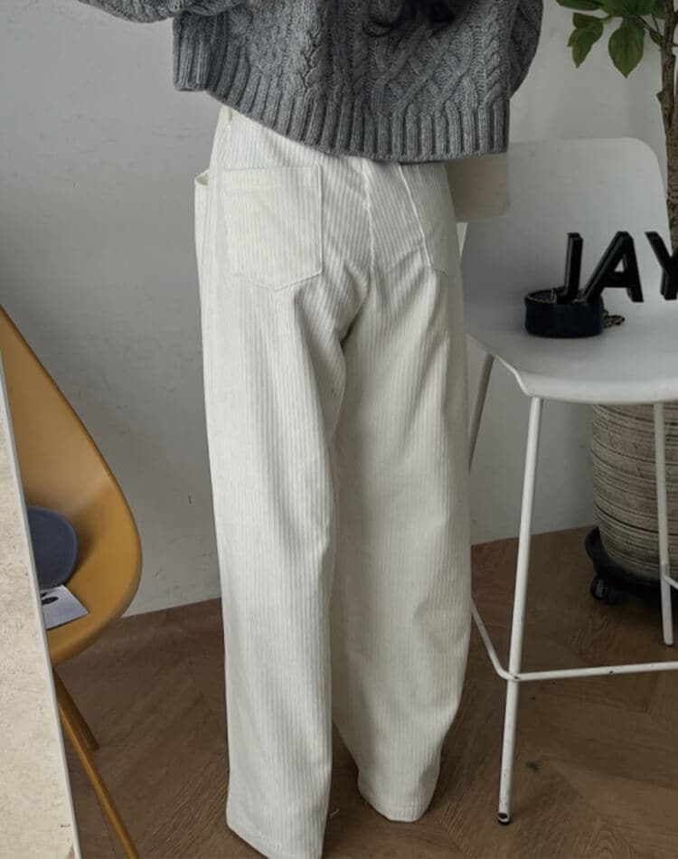 コーデュロイ ウエスト ドロスト ワイドパンツ