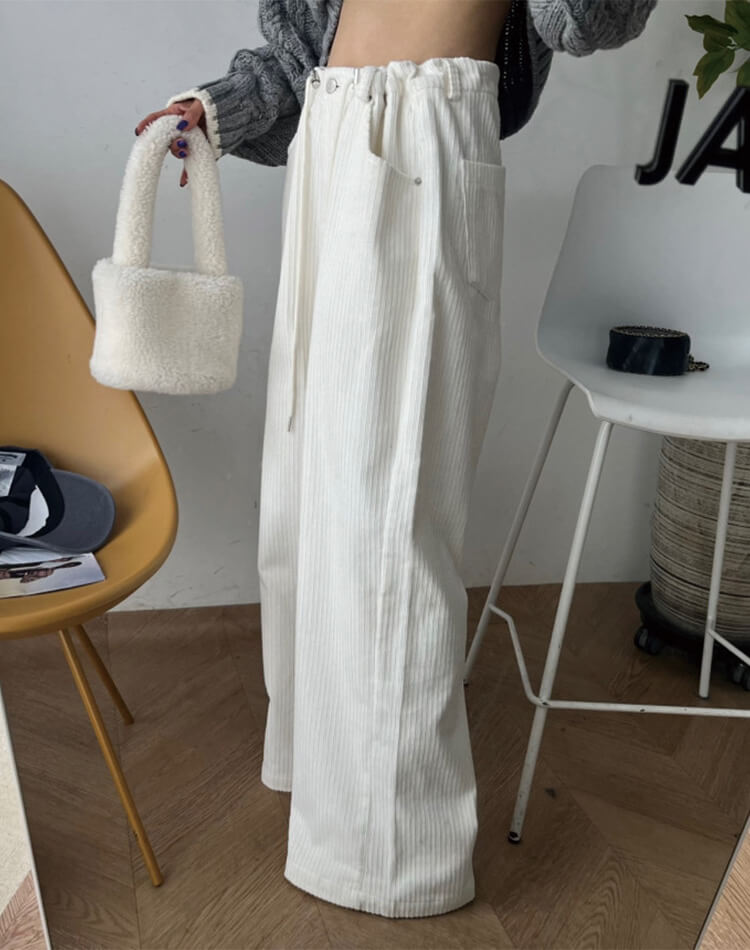 コーデュロイ ウエスト ドロスト ワイドパンツ