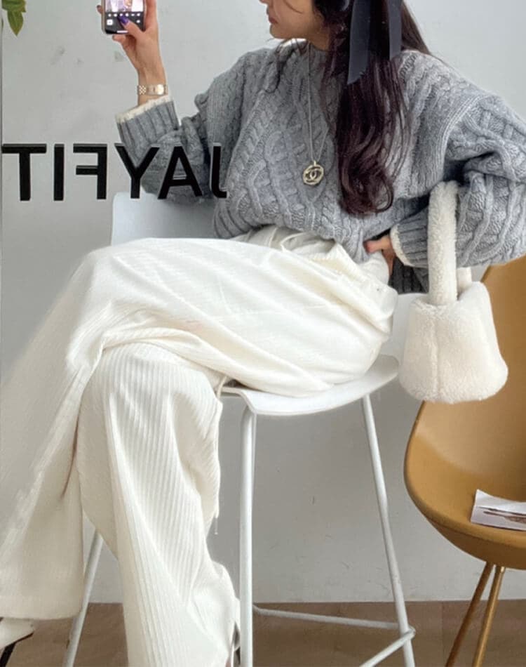 コーデュロイ ウエスト ドロスト ワイドパンツ