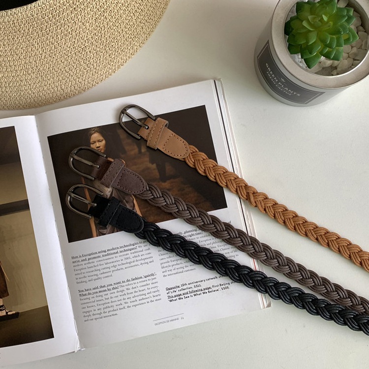 おしゃれな 編み込み 細ベルト