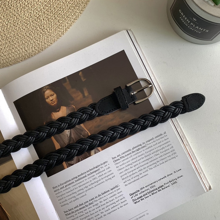 おしゃれな 編み込み 細ベルト