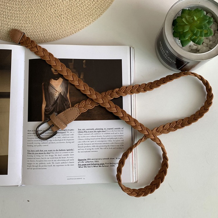 おしゃれな 編み込み 細ベルト