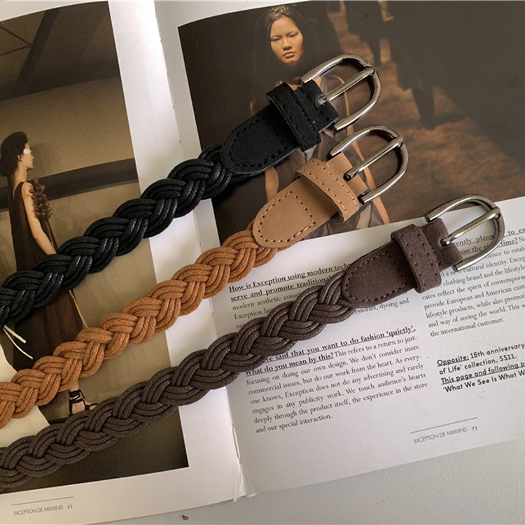 おしゃれな 編み込み 細ベルト