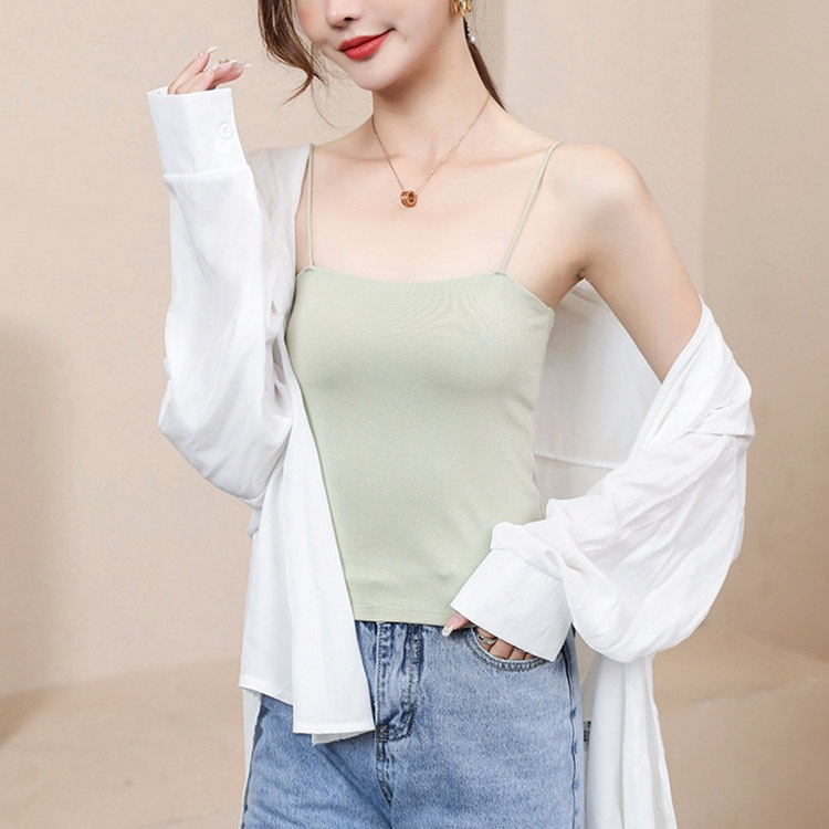 ブラカップ一体型 くすみカラー インナー キャミソール