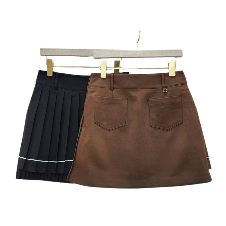 韓国ゴルフウェア ダブルプリーツ アシンメトリー スカート