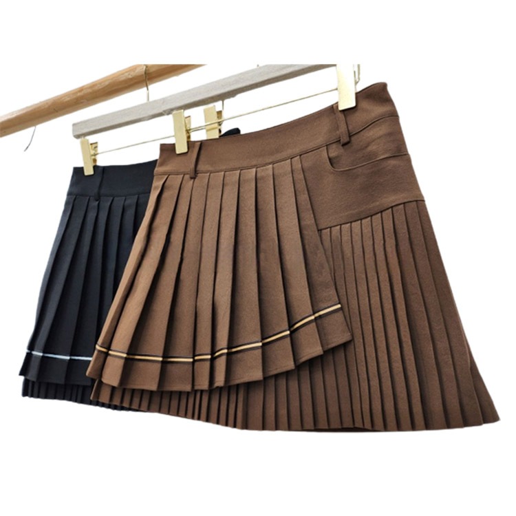 韓国ゴルフウェア ダブルプリーツ アシンメトリー スカート