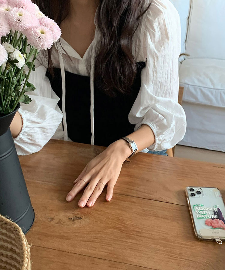 フリルネック フレンチカラー コットン ブラウス