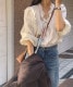 フリルネック フレンチカラー コットン ブラウス