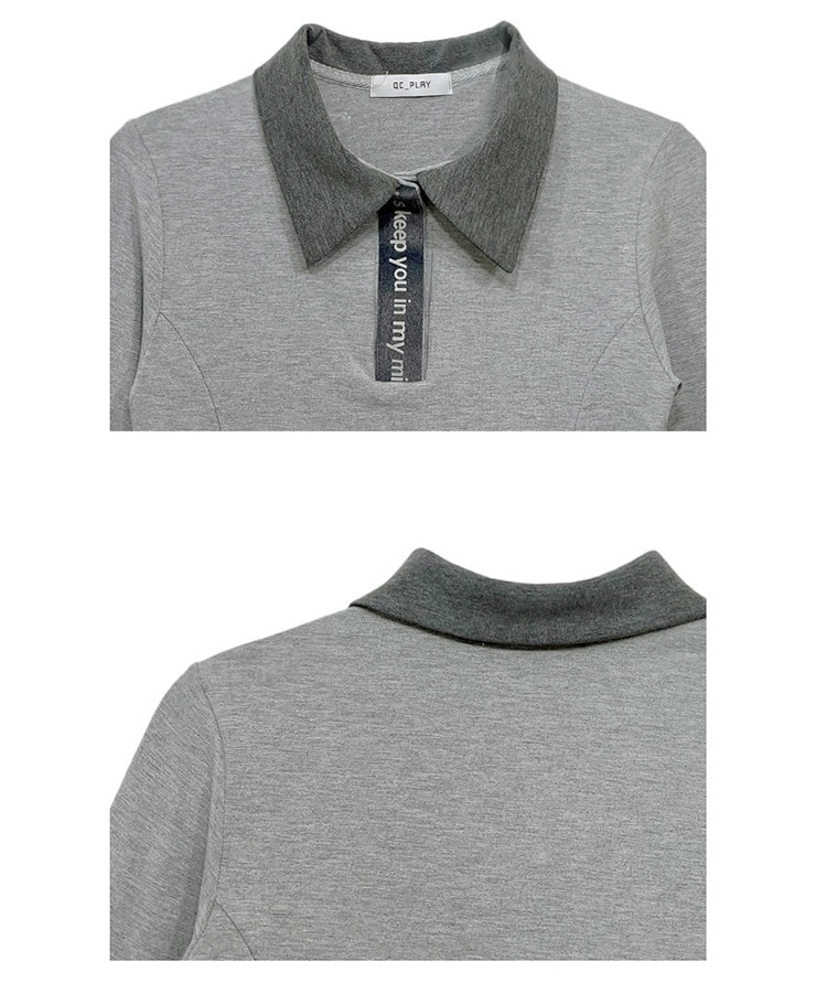 配色 レタリング 長袖 ポロシャツ 韓国ゴルフウェア