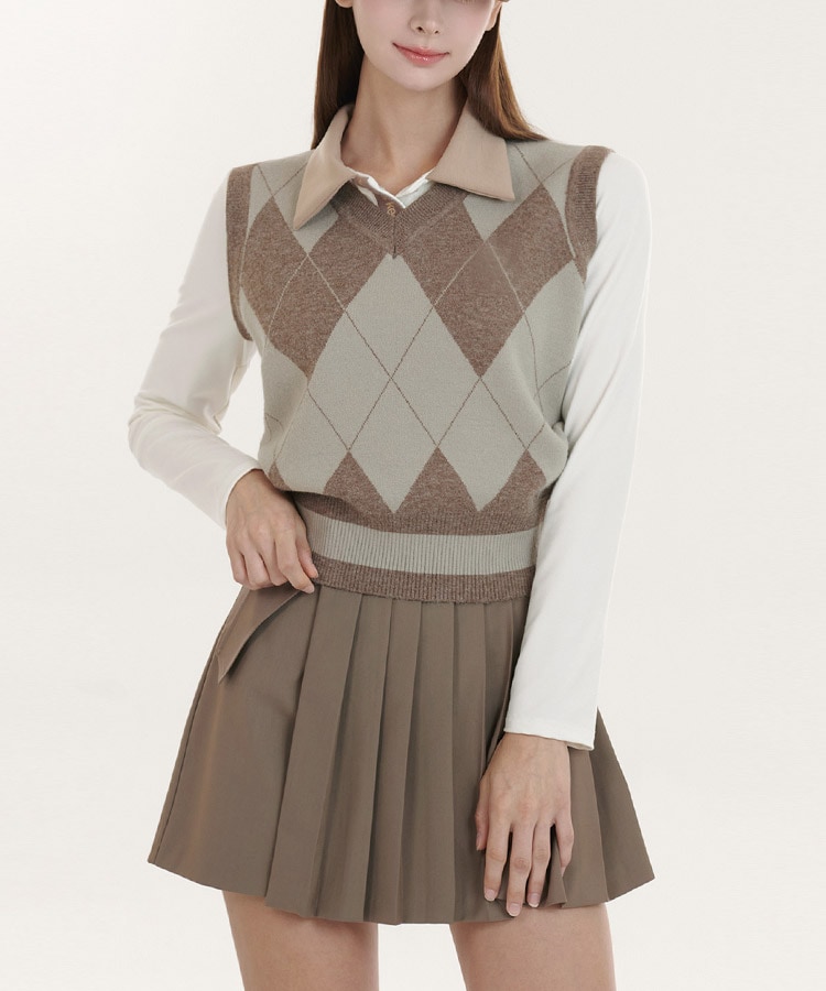 配色 レタリング 長袖 ポロシャツ 韓国ゴルフウェア