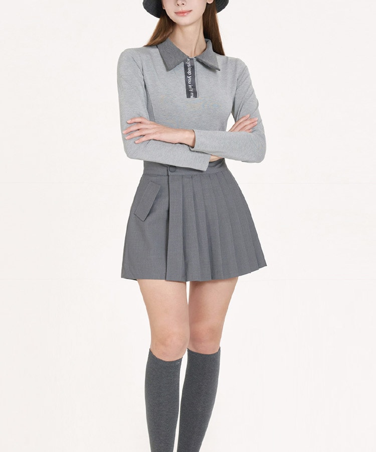 配色 レタリング 長袖 ポロシャツ 韓国ゴルフウェア