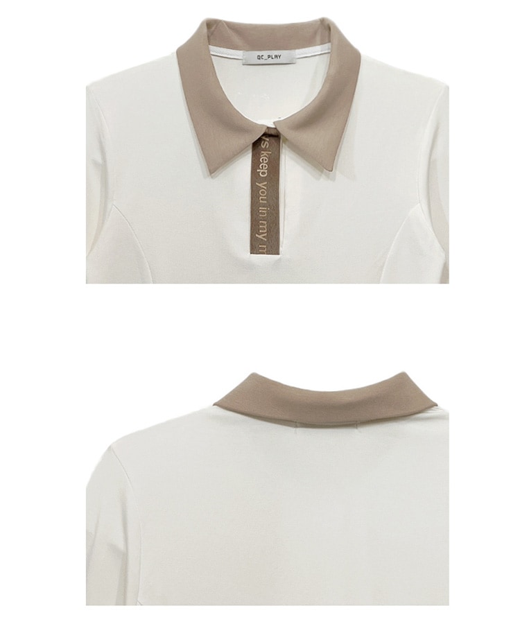 配色 レタリング 長袖 ポロシャツ 韓国ゴルフウェア