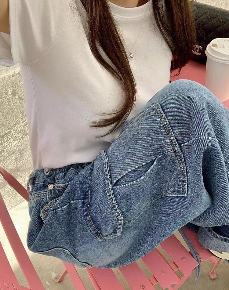 オーバーサイズ デニム ワイドパンツ カーゴパンツ