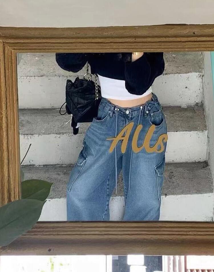 オーバーサイズ デニム ワイドパンツ カーゴパンツ