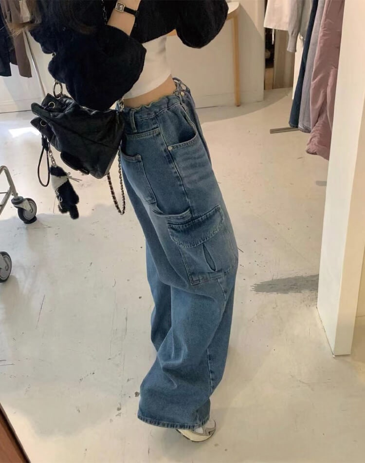 オーバーサイズ デニム ワイドパンツ カーゴパンツ