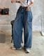 オーバーサイズ デニム ワイドパンツ カーゴパンツ