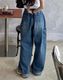 オーバーサイズ デニム ワイドパンツ カーゴパンツ