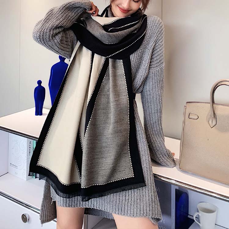 大判 バイカラー 柄 エレガント ストール