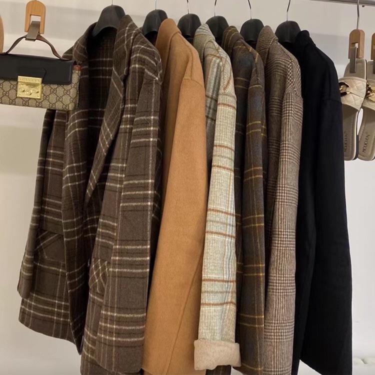 厚手 チェック柄 ゆったり ジャケット コート