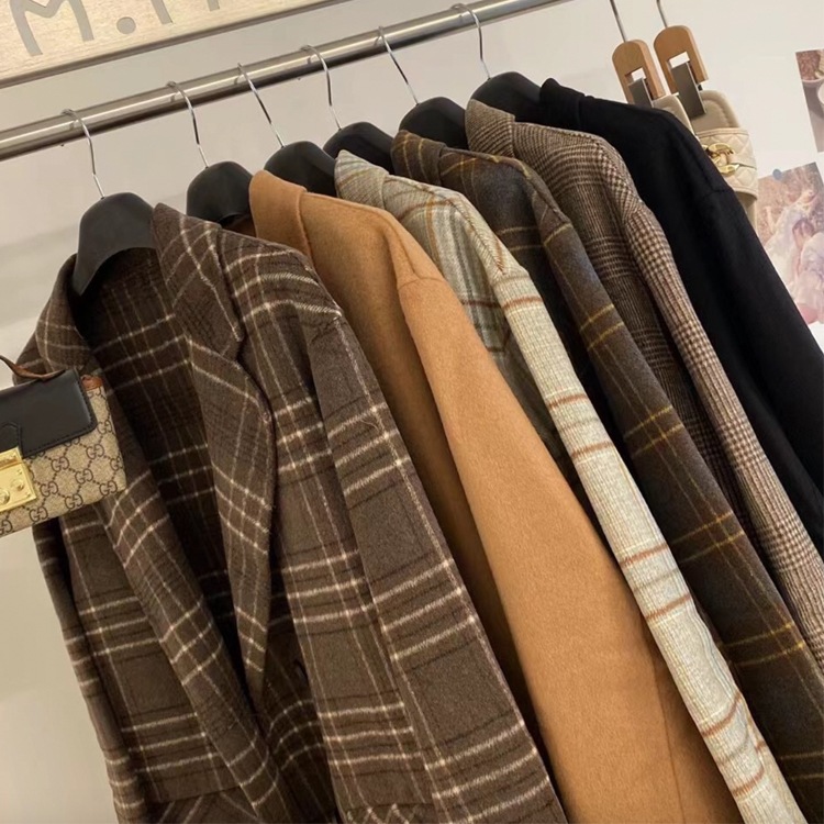 厚手 チェック柄 ゆったり ジャケット コート