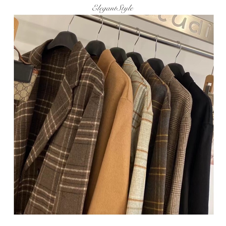 厚手 チェック柄 ゆったり ジャケット コート