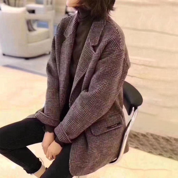 厚手 チェック柄 ゆったり ジャケット コート