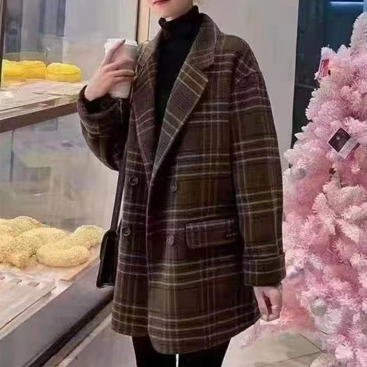 厚手 チェック柄 ゆったり ジャケット コート