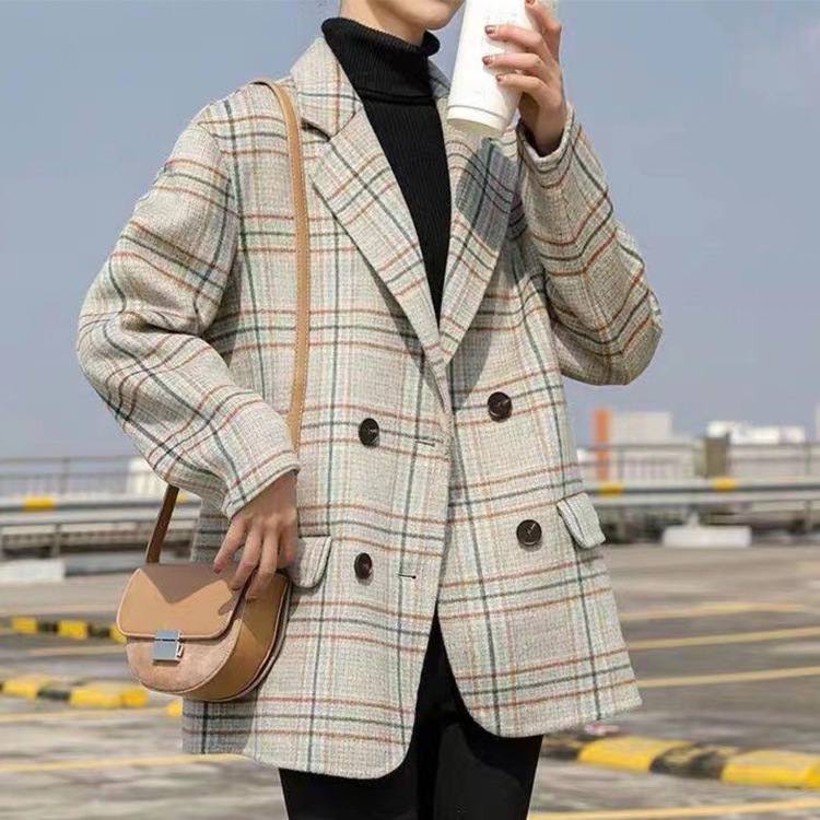 厚手 チェック柄 ゆったり ジャケット コート